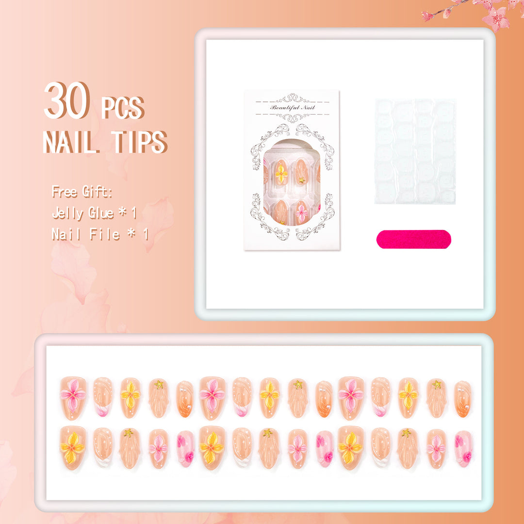 Floral-Inspired 3D Press-On Nail Set