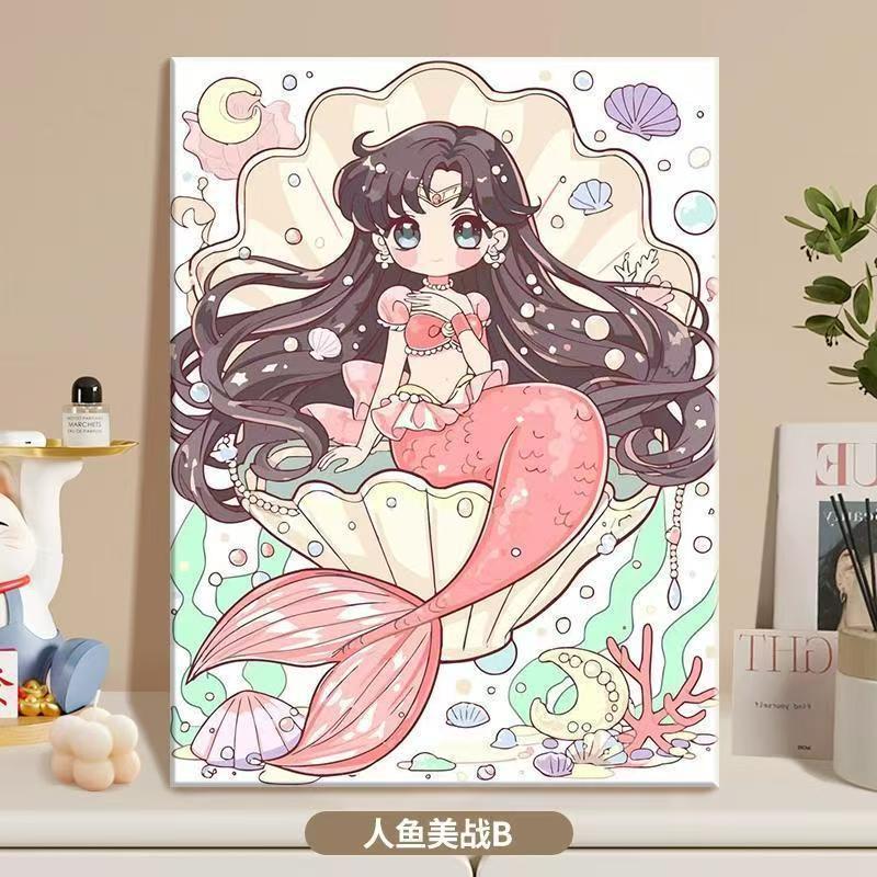 Anime-Inspired Mermaid Illustration Canvas Art Kalsten