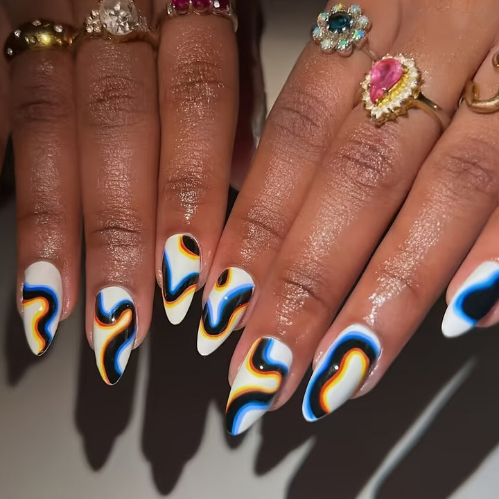 Artificial nails with modern wave design Kalsten