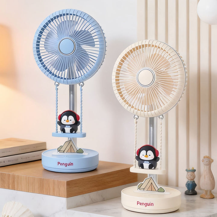 Ladies Portable Table Fan with Toy Penguin Design Kalsten
