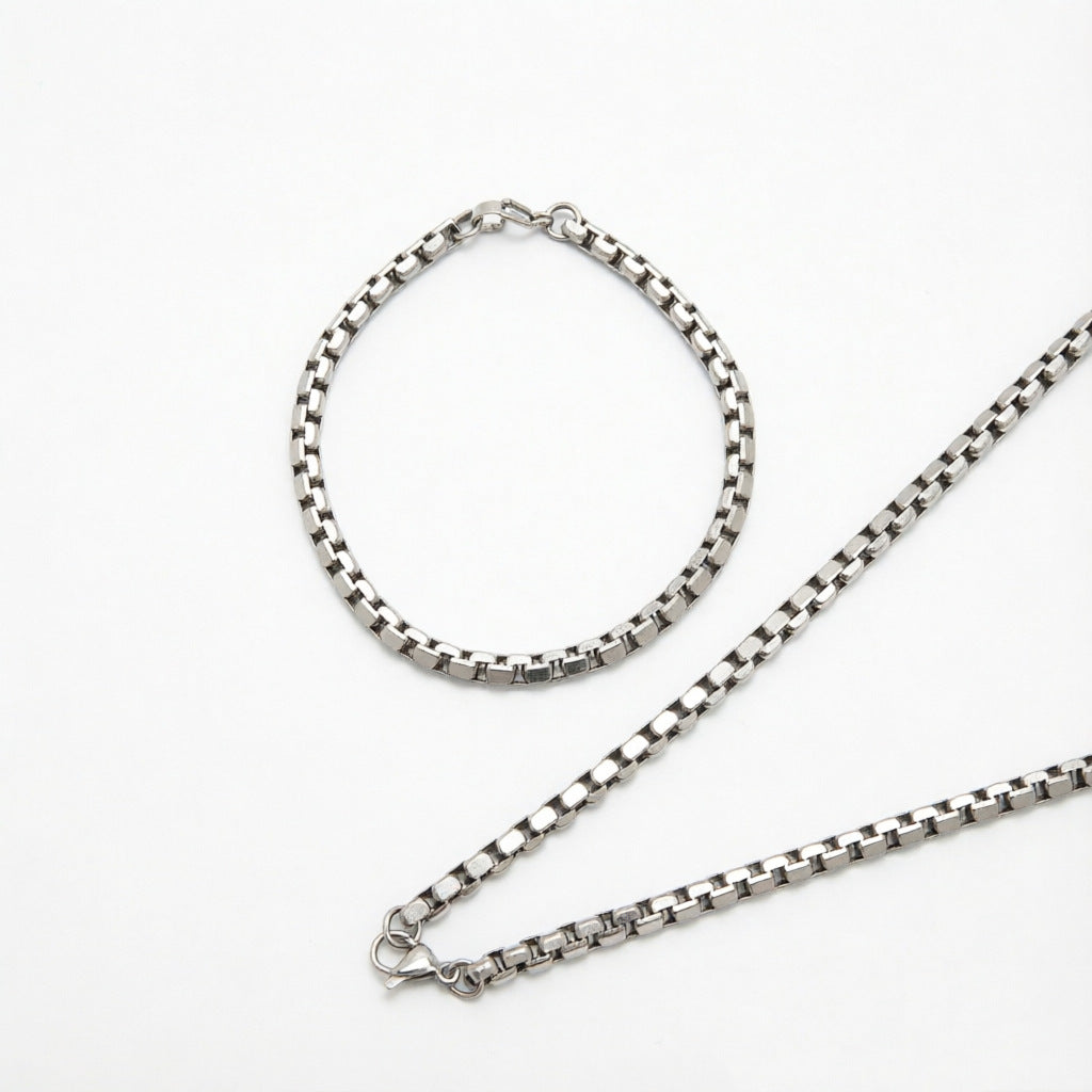 Stainless Steel Chain Necklace and Bracelet Set Kalsten