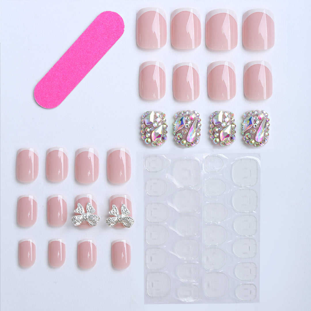 Elegant Gel Nails with Glitter Stone Kalsten