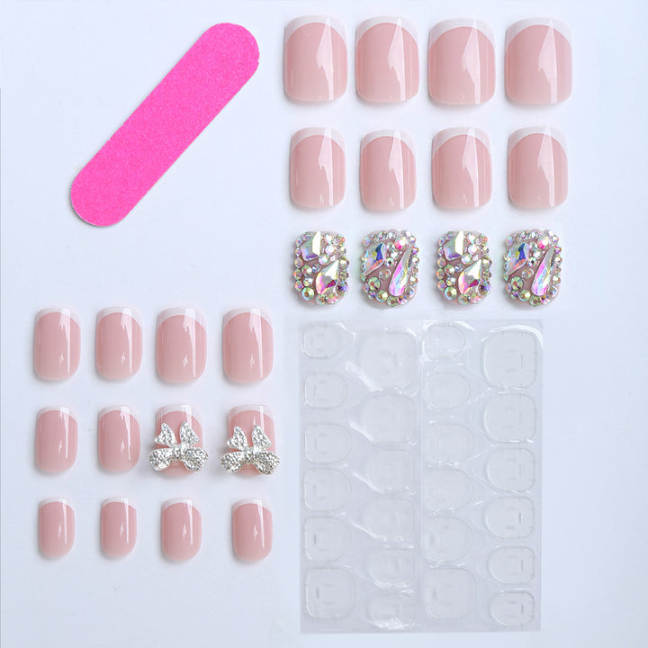 Elegant Gel Nails with Glitter Stone Kalsten