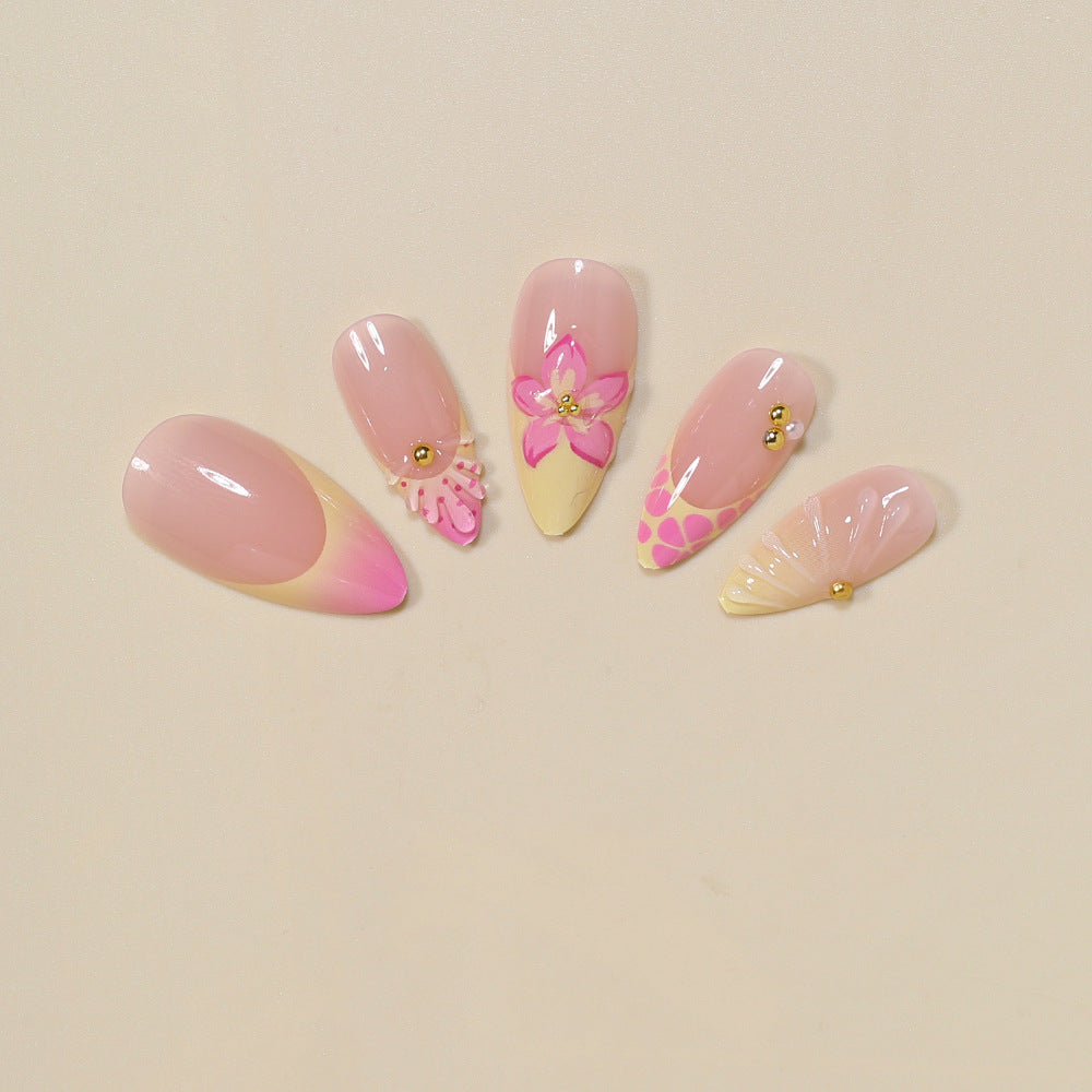 Floral Embellished Stiletto Nail Art Tips Kalsten