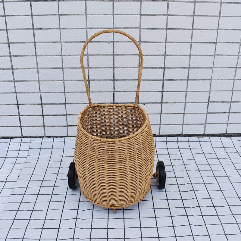 Decorative Woven Rolling Storage Basket Kalsten