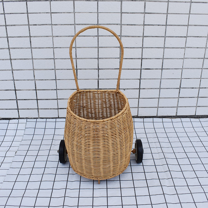 Decorative Woven Rolling Storage Basket Kalsten