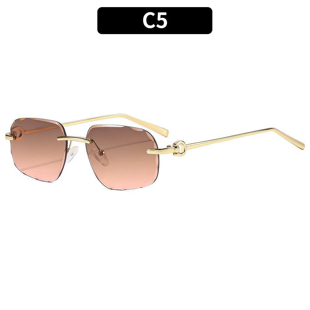Geometric Frame Sunglasses with Adjustable Nose Pads