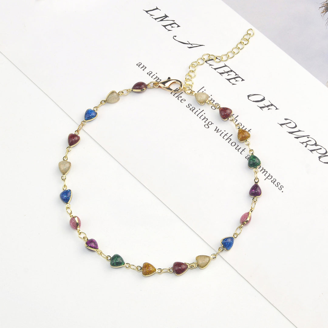 Heart-Shaped Beaded Anklet Kalsten