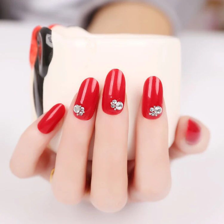 Artificial nails with elegant flower and rhinestone design Kalsten