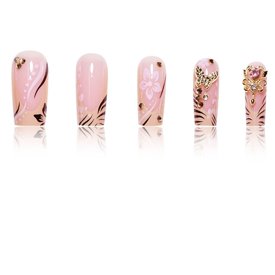 Artistic Floral Embellished Press-On Nails Kalsten
