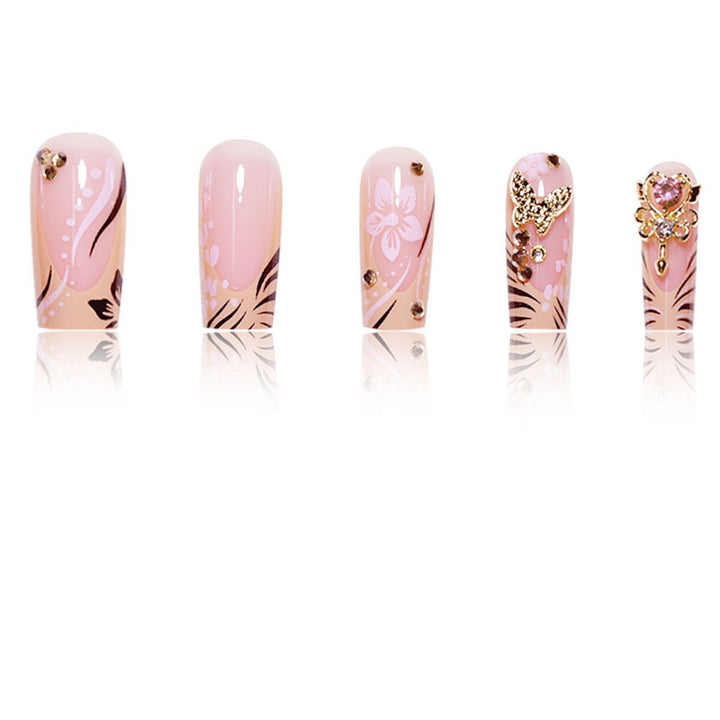 Artistic Floral Embellished Press-On Nails Kalsten