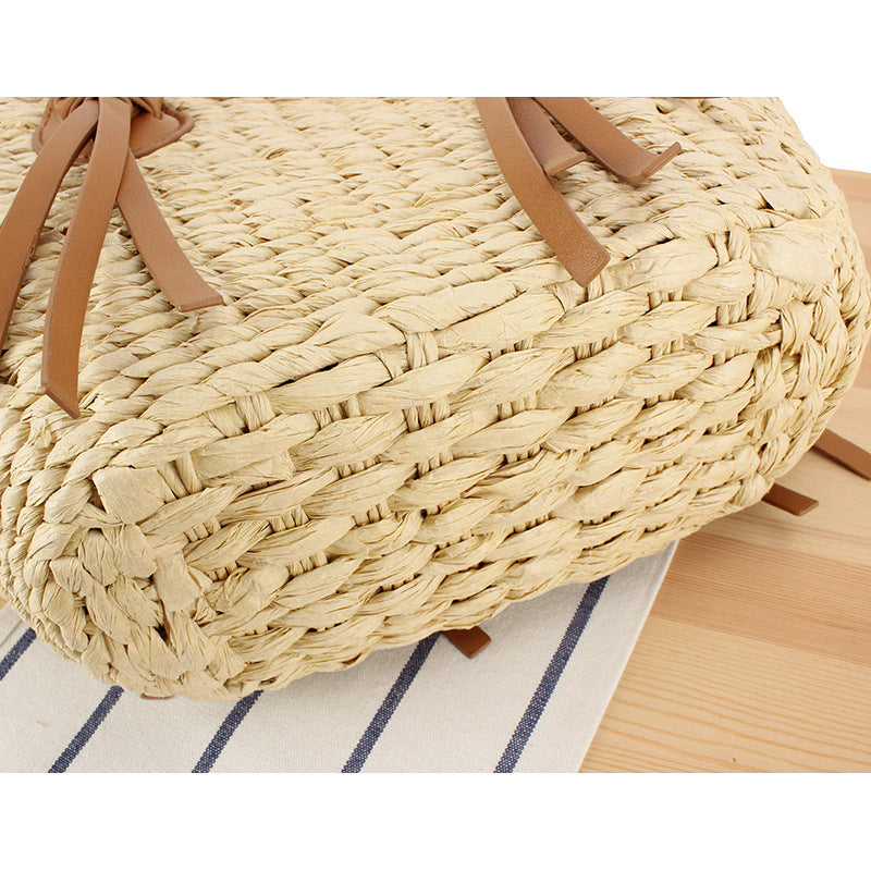 Braided beach bag with leather handles Kalsten