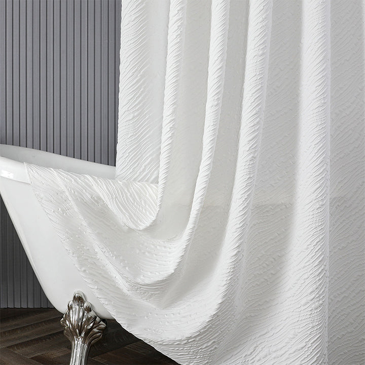 Textured Leaf Motif Shower Curtain Kalsten