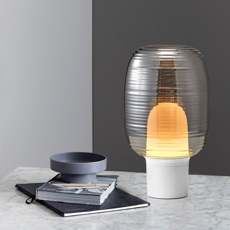 Modern Glass Table Lamp with Textured Shade