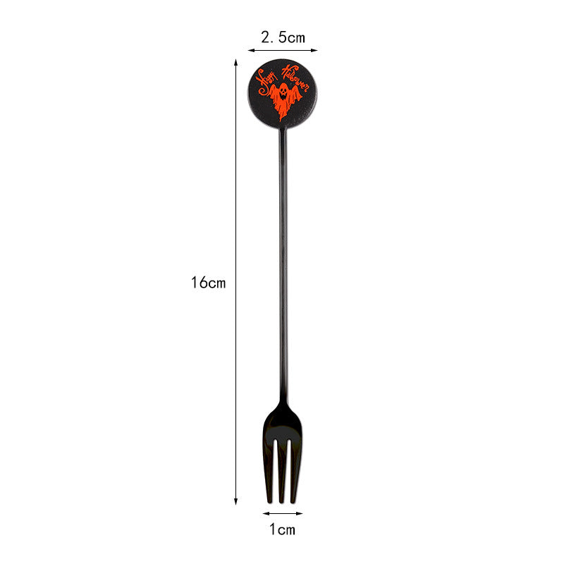 Long Bar Spoon Cocktail Stirring Spoon made of Stainless Steel with Halloween Ghost Design