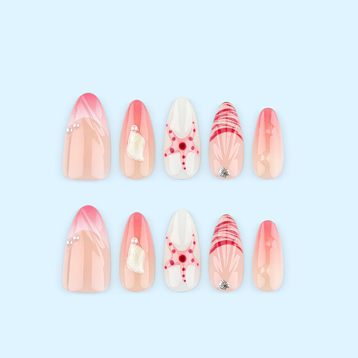 Elegant sea motif artificial nails Kalsten