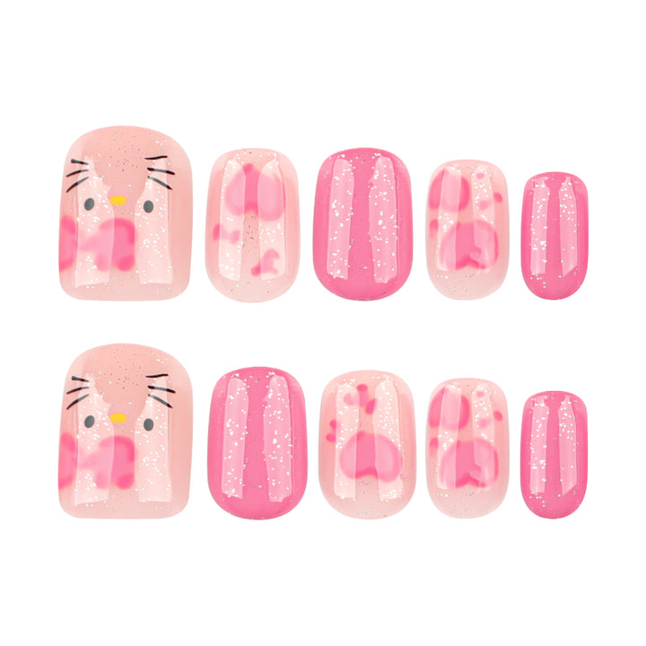 Artificial nail art with cute animal and heart motifs Kalsten
