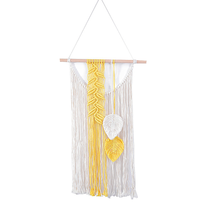 Macrame Wall Hanging with Modern Fringe and Stylish Leaf Elements Kalsten
