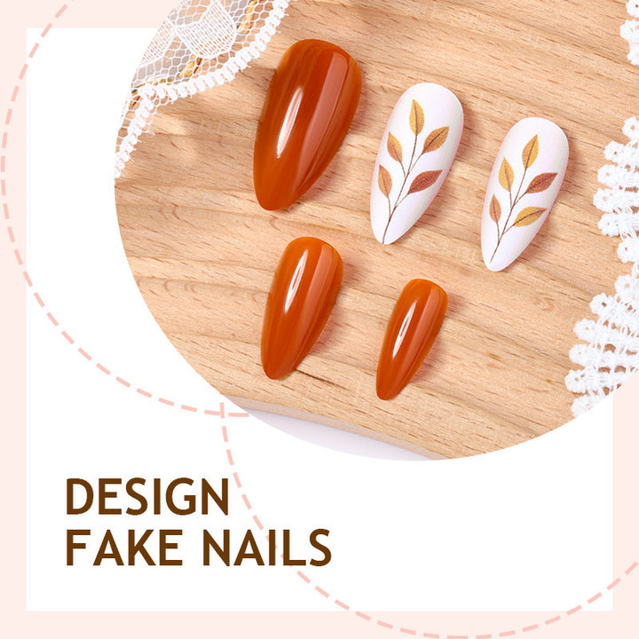 Artificial Nail Set with Elegant Leaf Designs Kalsten