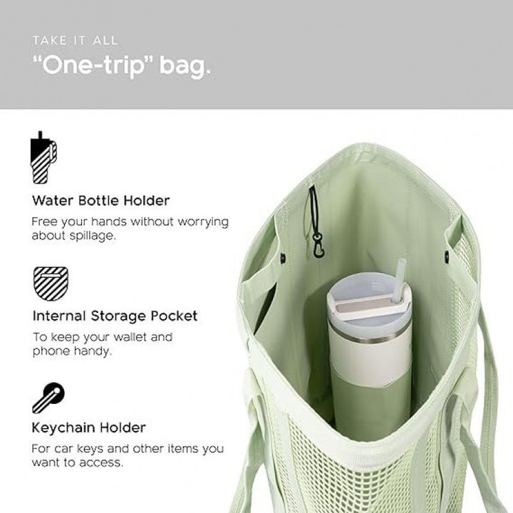 Spacious beach bag with breathable mesh area Kalsten