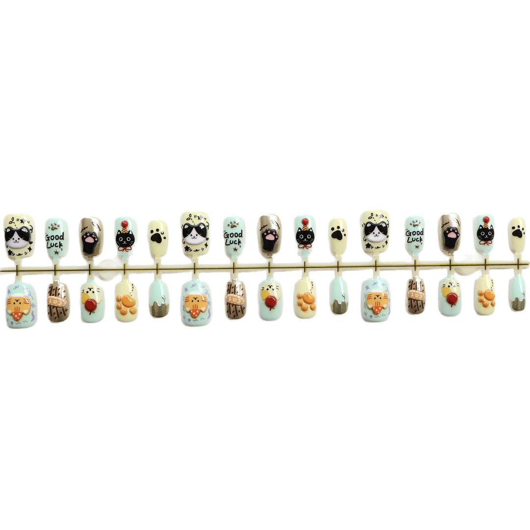 Whimsical Animal-Themed Press-On Nail Art Set Kalsten