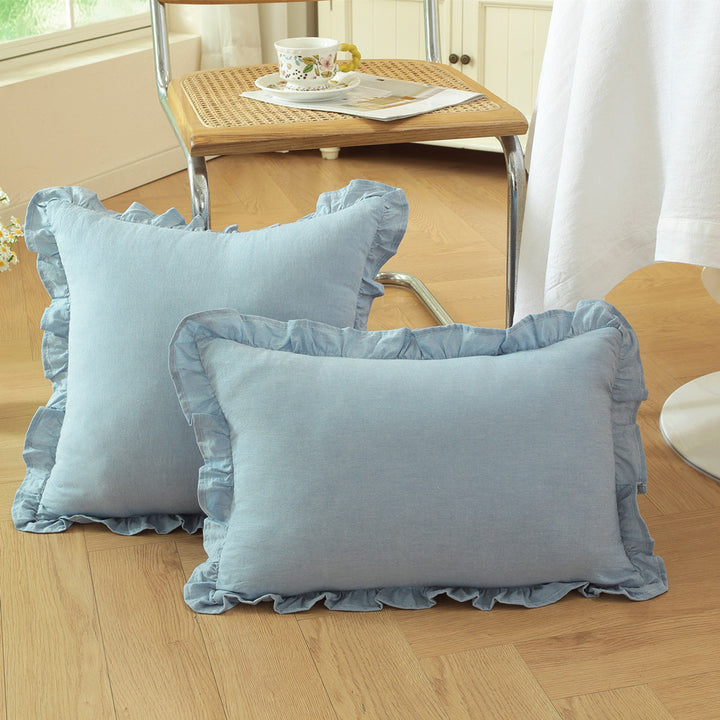 Decorative Ruffled Striped Pillow