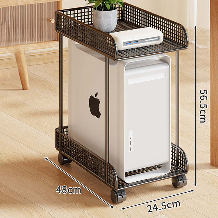 Rolling Mesh CPU Tower Stand with Locking Casters
