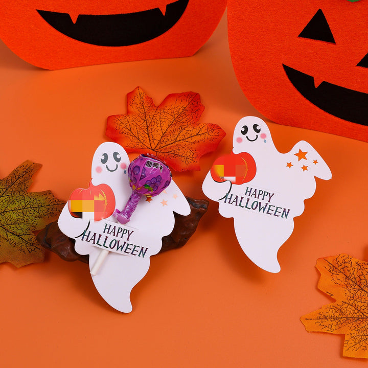 Standing Halloween table decoration made of sturdy cardboard ghost figure with integrated stand