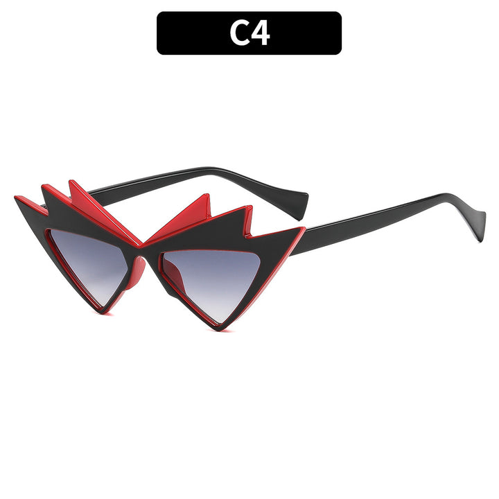Edgy Cat-Eye Sunglasses with Unique Graphic Frame