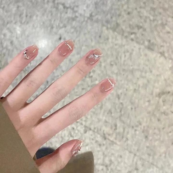 Elegant Crystal-Accented Press-On Nail Set