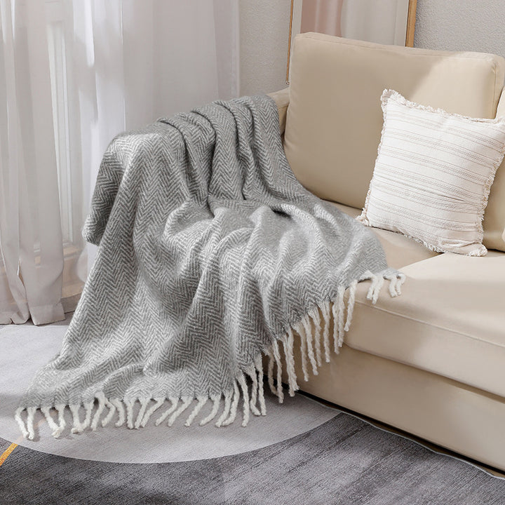 Stylish Herringbone Throw Blanket