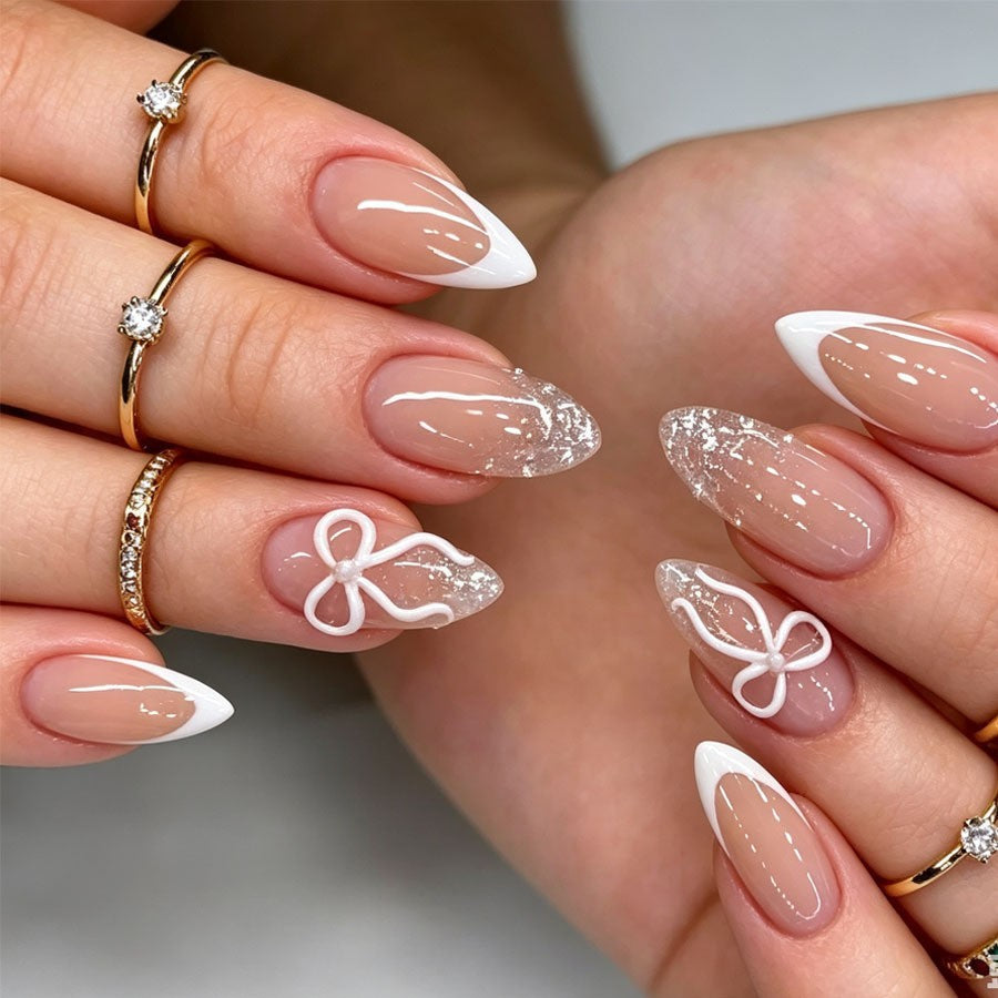 Artificial nail set with elegant tips and glitter accents Kalsten