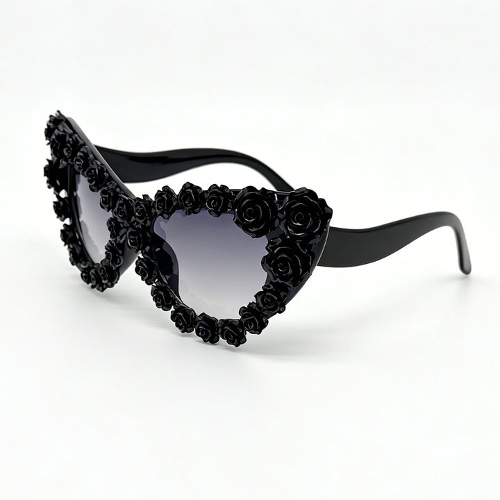 Women's Heart-Shaped Sunglasses with Floral Application Kalsten