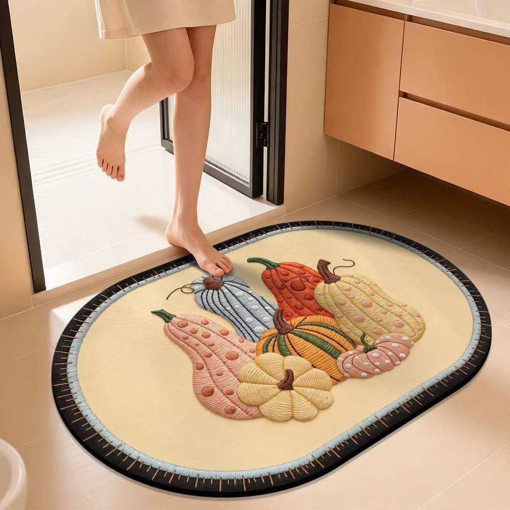 Pumpkin-Themed Decorative Bath Mat Kalsten