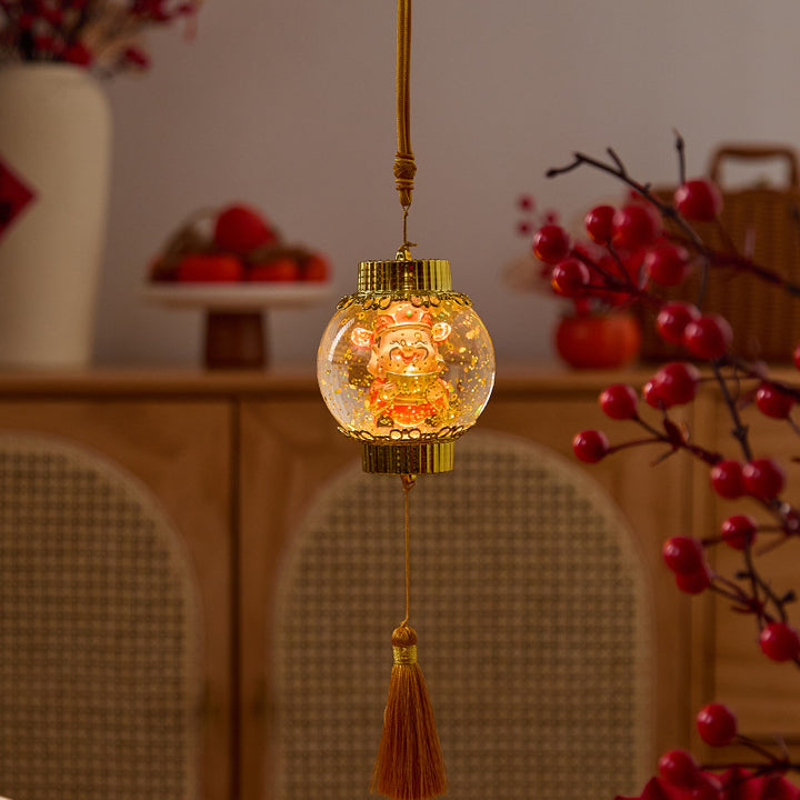 Nostalgic Christmas lantern with festive Santa Kalsten