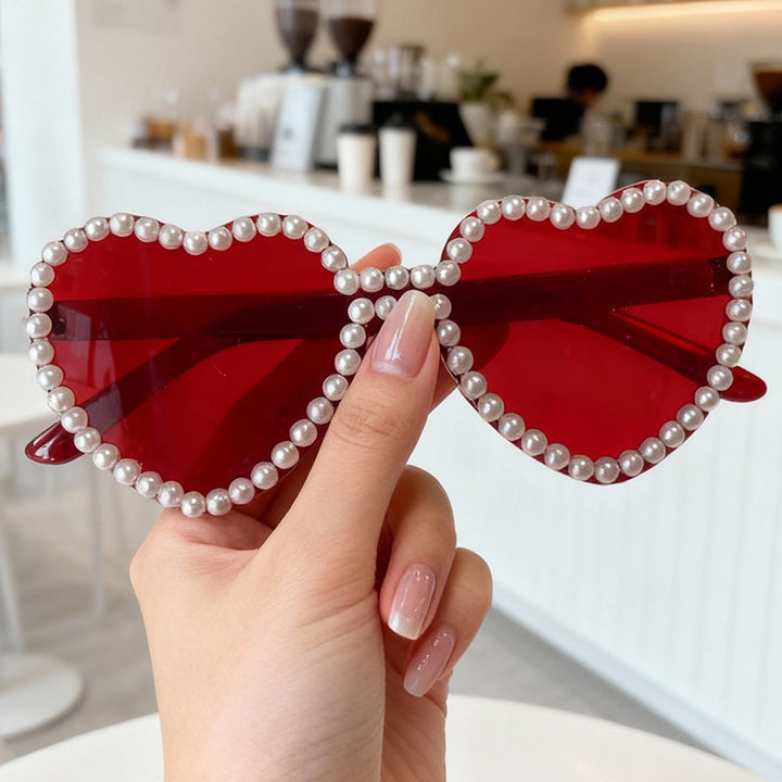 Heart-Shaped Pearl-Accent Sunglasses Kalsten
