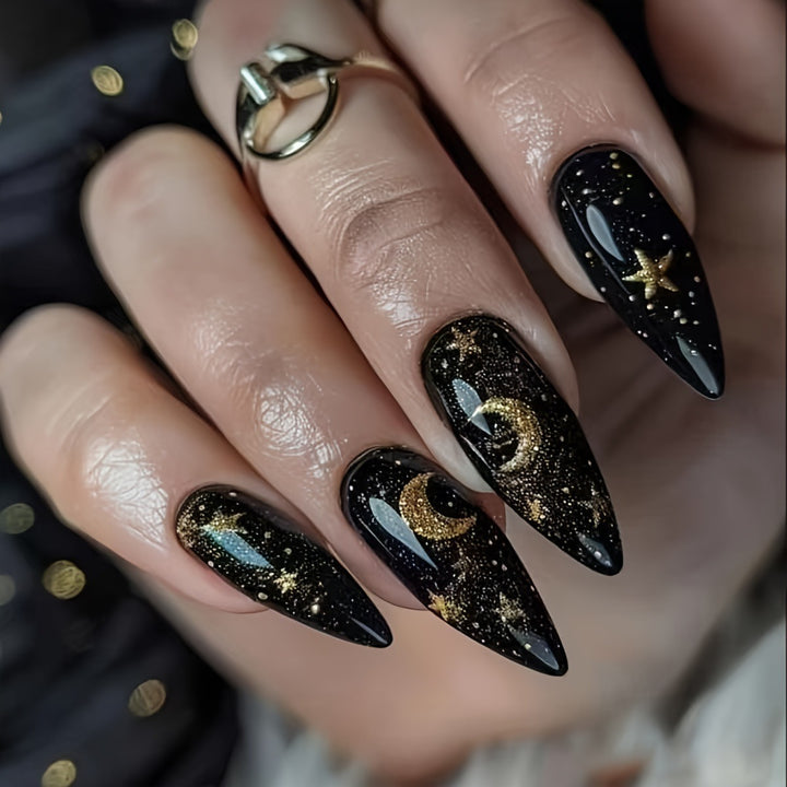 Glamorous nail art in moon and star design Kalsten