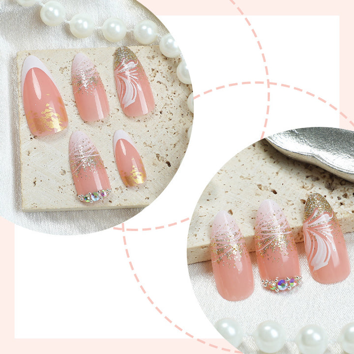 Artificial nail set with glamorous floral and glitter decorations Kalsten