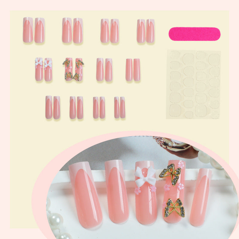 Decorative Press-On Nail Set with Floral and Butterfly Accents kalsten