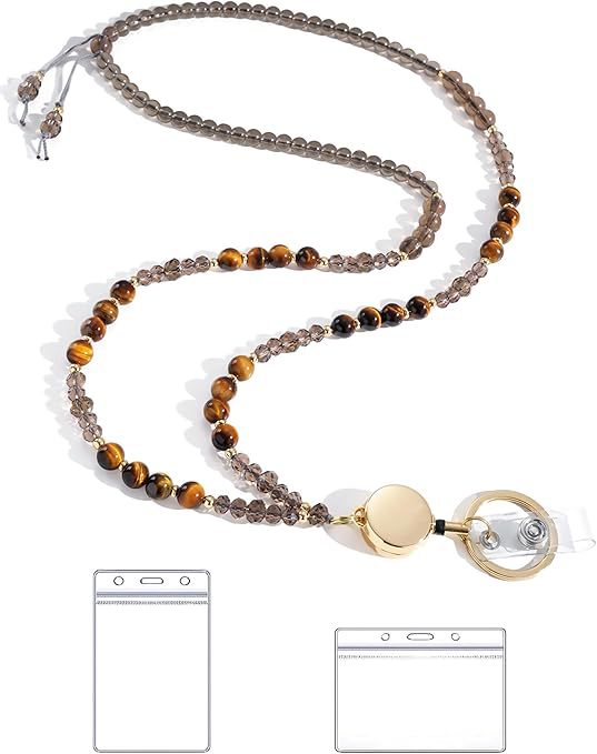 Beaded Lanyard with Retractable ID Holder Kalsten
