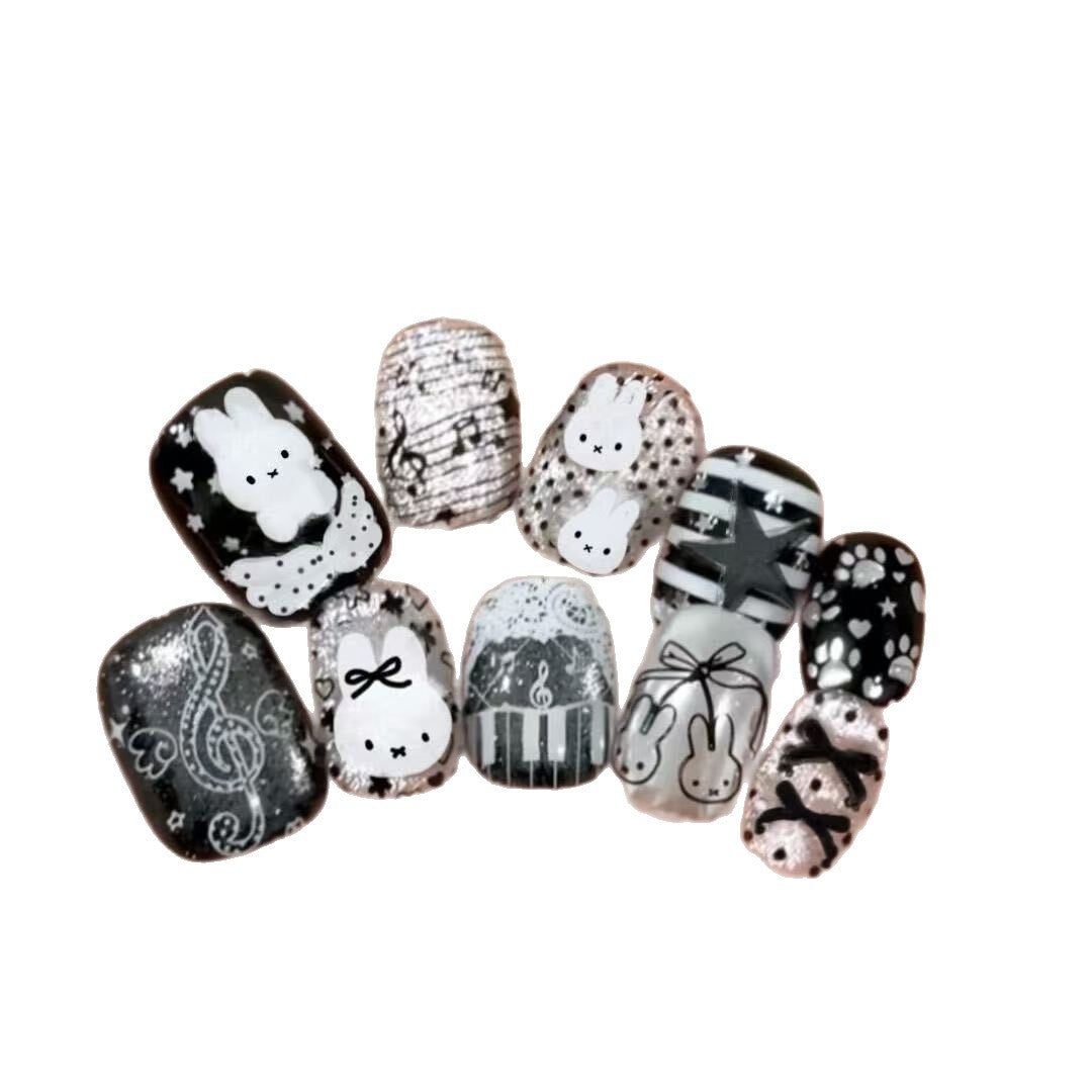 Playful Rabbit-Themed Press-On Nail Art Set Kalsten