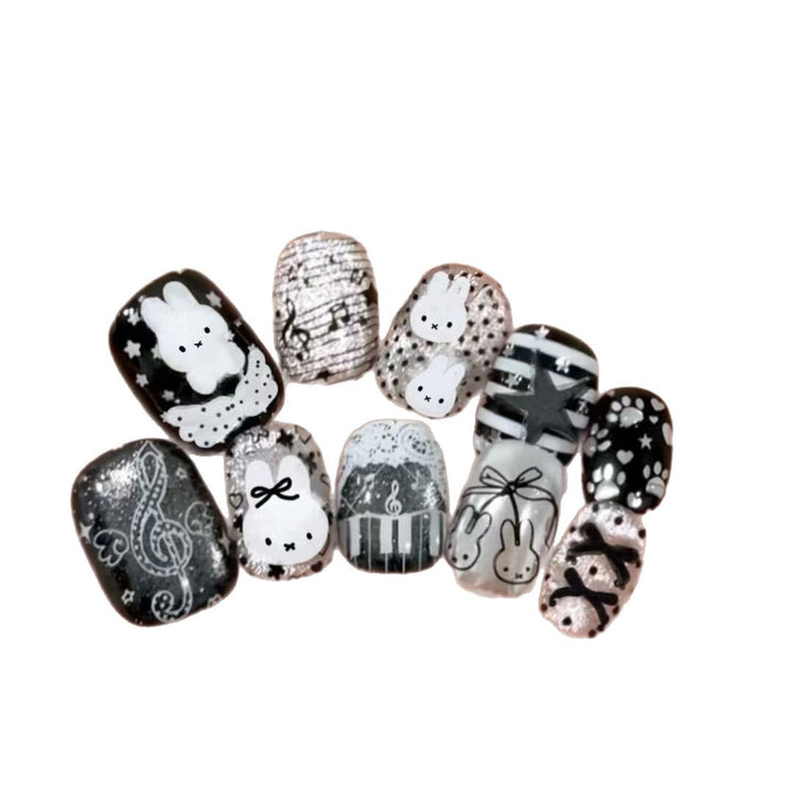 Playful Rabbit-Themed Press-On Nail Art Set Kalsten