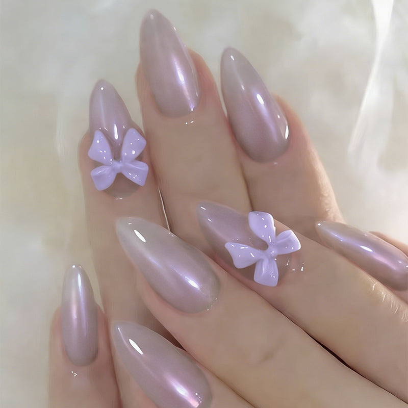 Artificial nail set with elegant bows and gentle design Kalsten