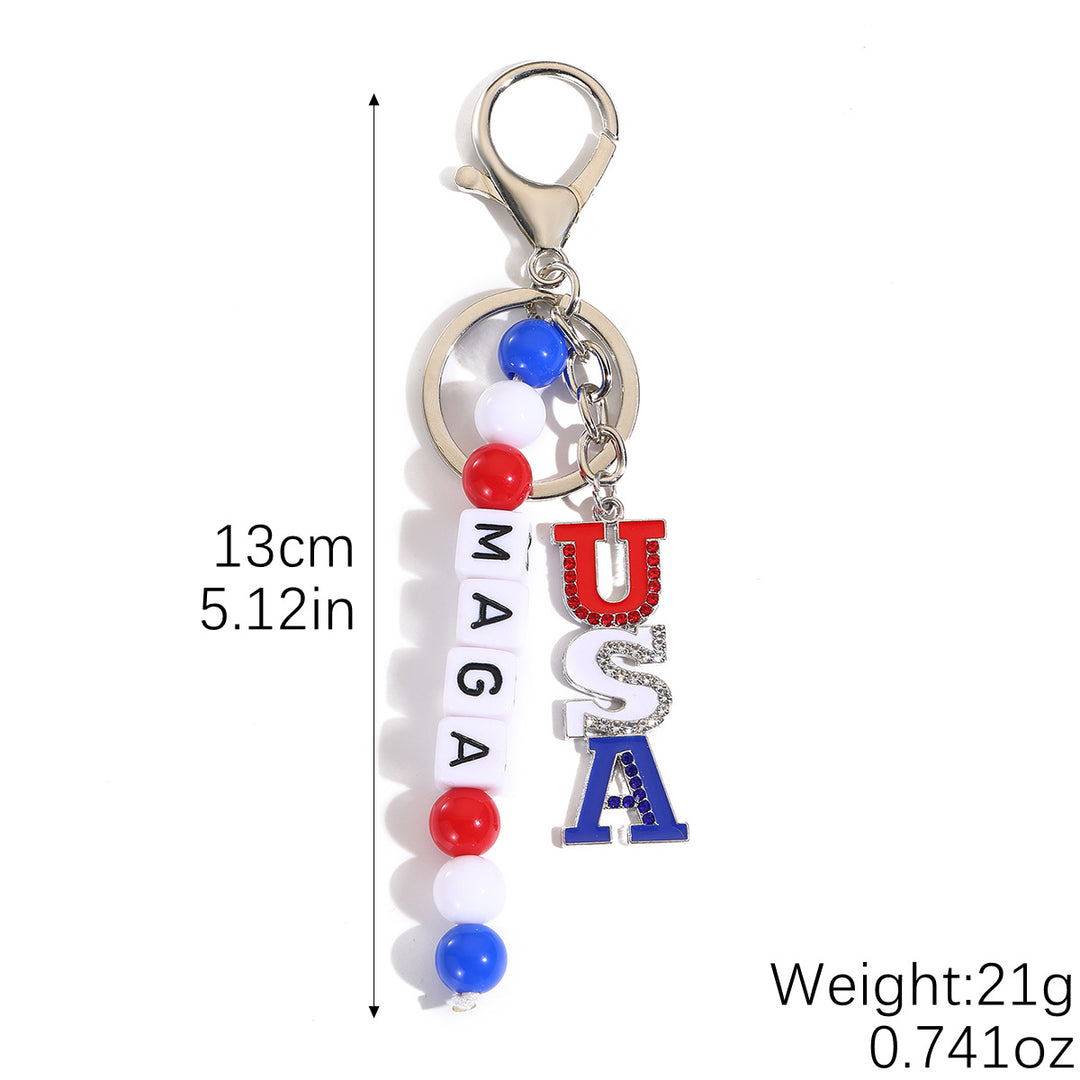 Unisex keychain with letter beads and American star pendant Kalsten
