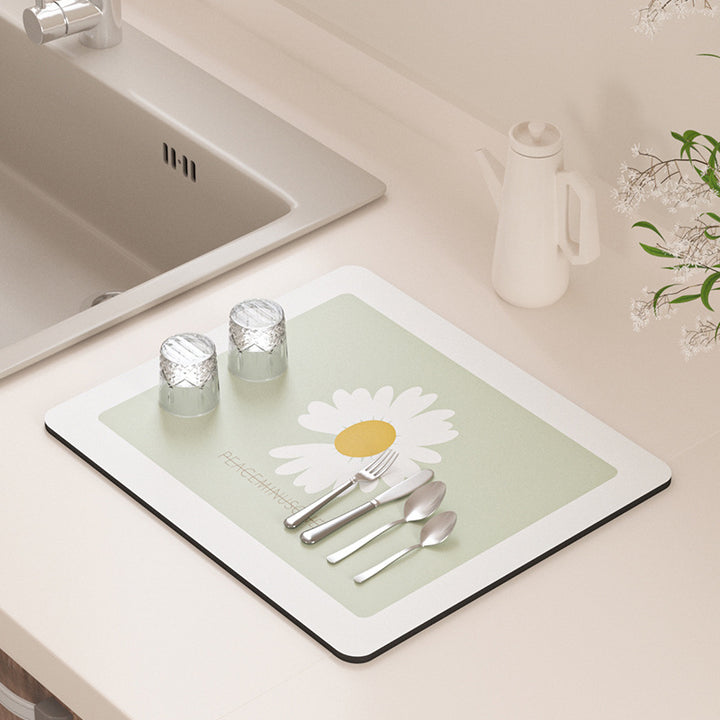 Floral Design Kitchen Drying Mat