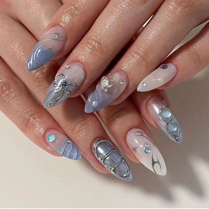Artful 3D Nail Tips with Delicate Design Kalsten