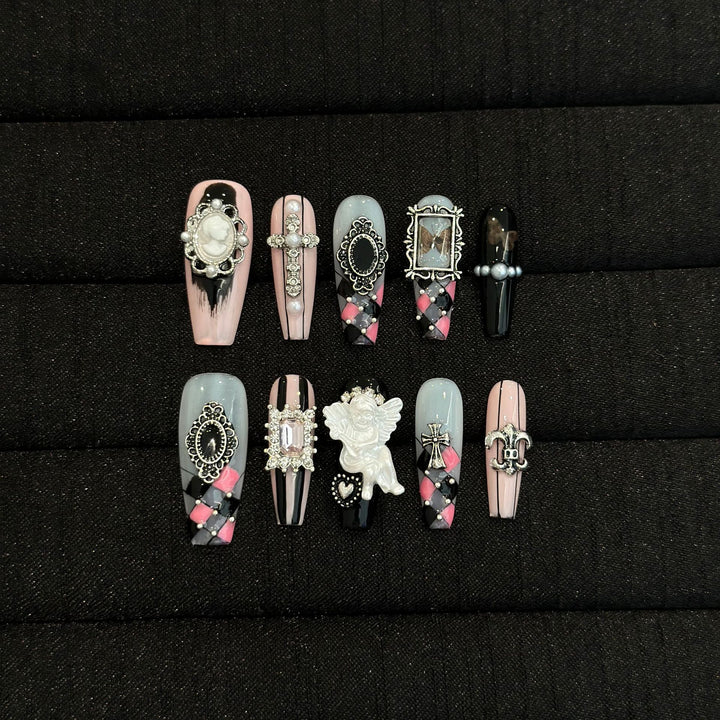 Decorative Gothic-Themed Press-On Nail Art Set