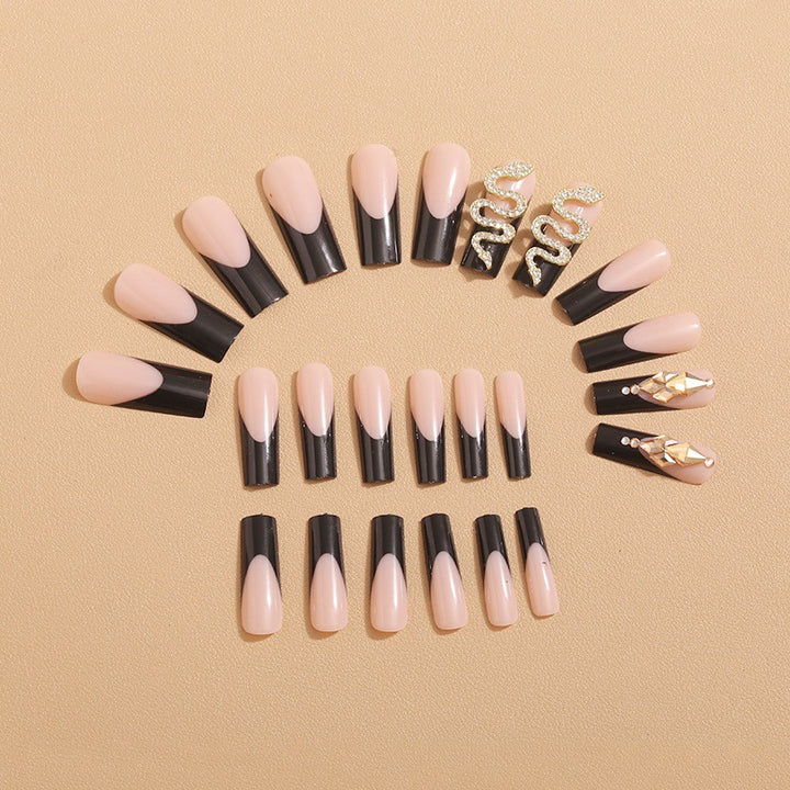Artificial nails with Elegant Snake and Rhinestone Decorations Kalsten