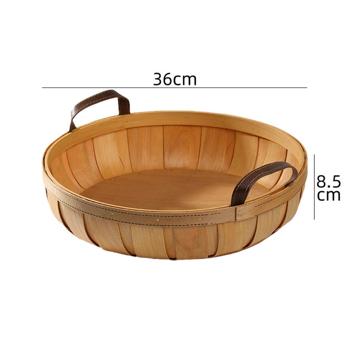 Unisex Handcrafted Basket with Leather Handles Kalsten