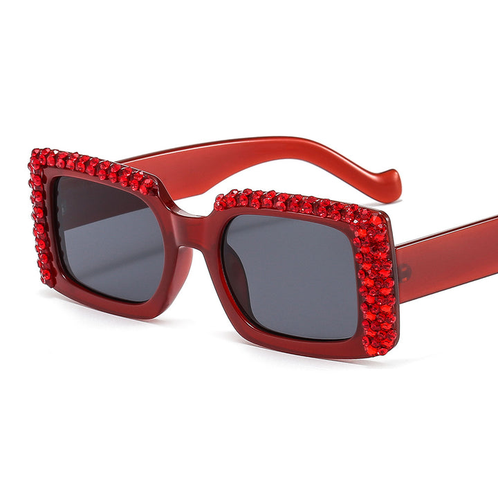 Women's Glamorous Square Sunglasses with Sparkling Crystal Frame Kalsten